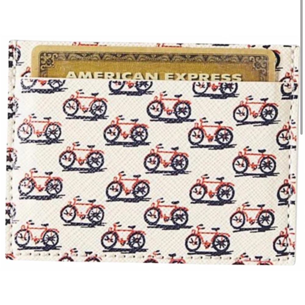 Anthropologie Bicycle Print Card Holder - Cream and Red